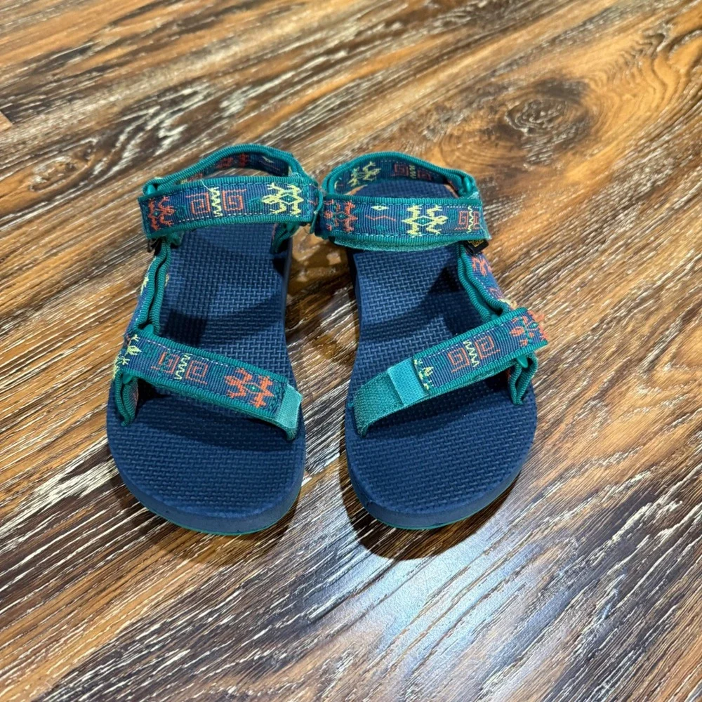 Teva Sie 1 Kids Sport Sandals Navy Green Geometric Boys Girls Shoes 1100383C